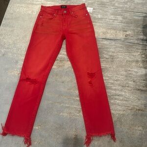Hudson red ripped jeans size 25 NWT